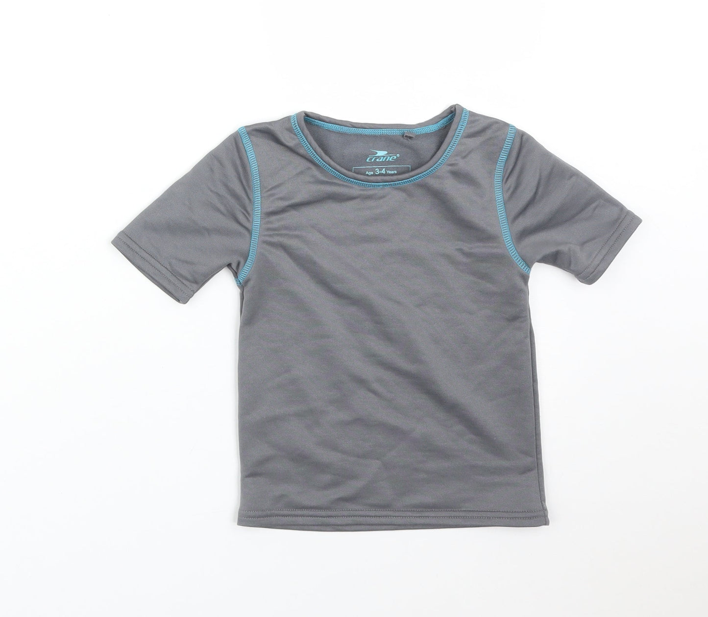 Crane Boys Grey  Polyester Basic T-Shirt Size 3-4 Years Crew Neck