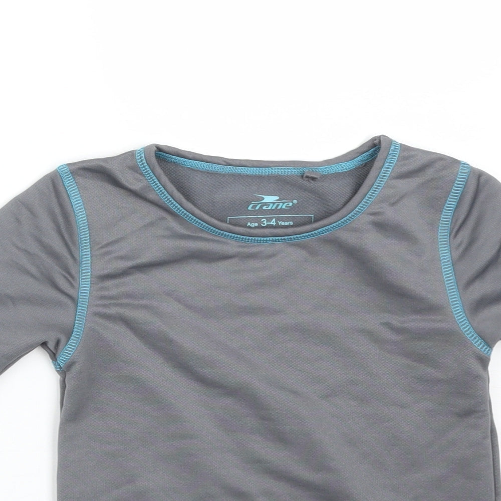 Crane Boys Grey  Polyester Basic T-Shirt Size 3-4 Years Crew Neck