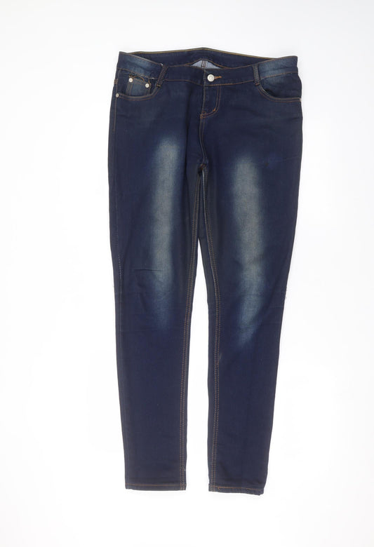 Preworn Womens Blue  Cotton Skinny Jeans Size 8 L30 in Regular