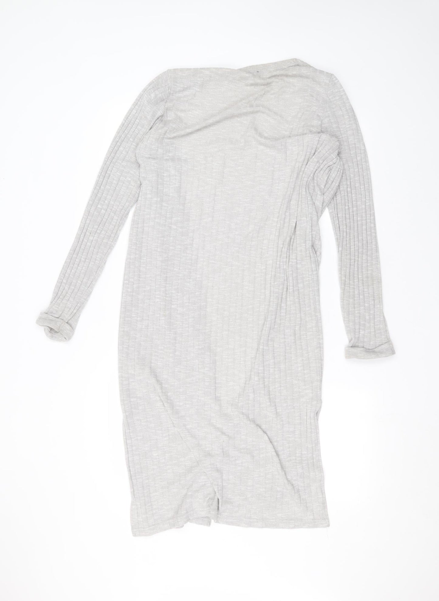 New Look Womens Grey V-Neck  Polyester Cardigan Jumper Size L