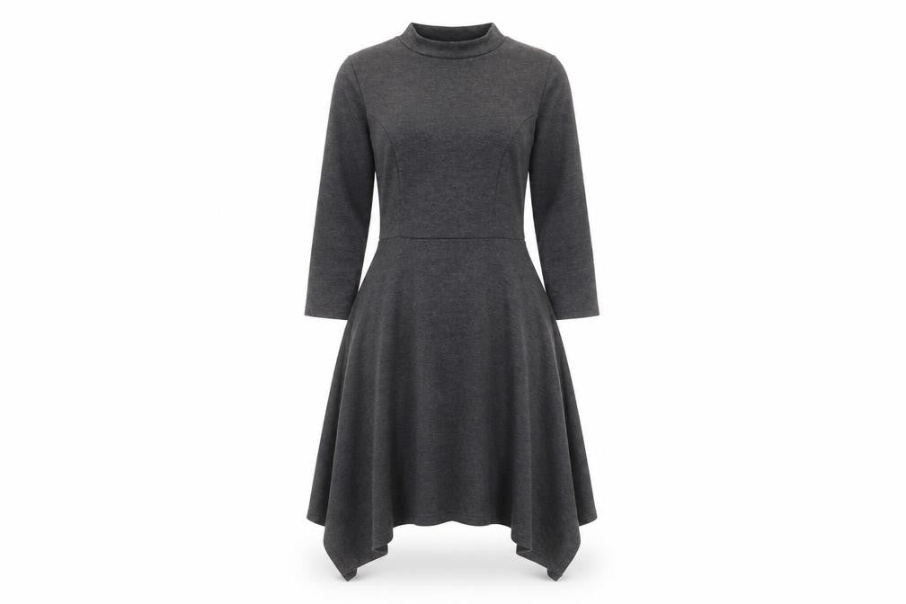 Monteau Womens Grey  Polyester A-Line  Size S Round Neck