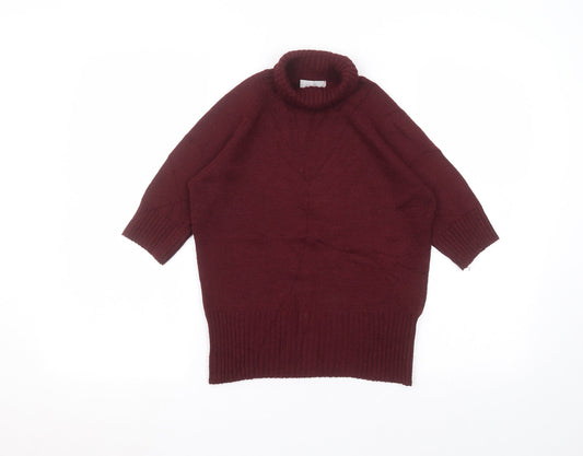 JFW Womens Red  Acrylic Basic T-Shirt Size S Roll Neck