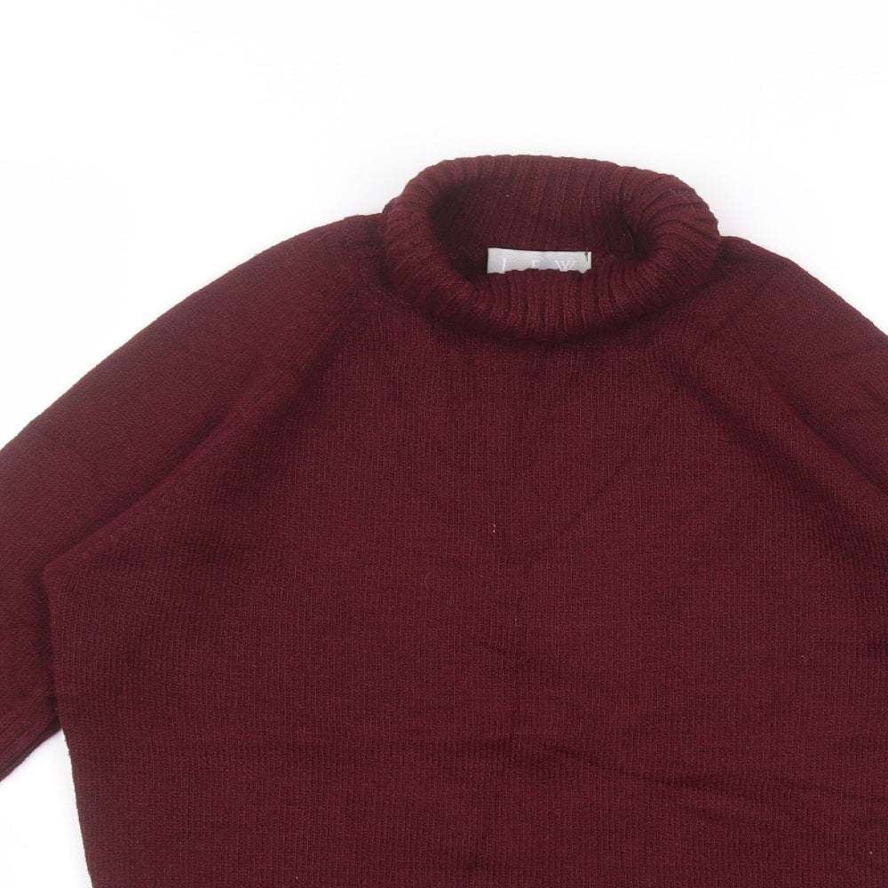 JFW Womens Red  Acrylic Basic T-Shirt Size S Roll Neck