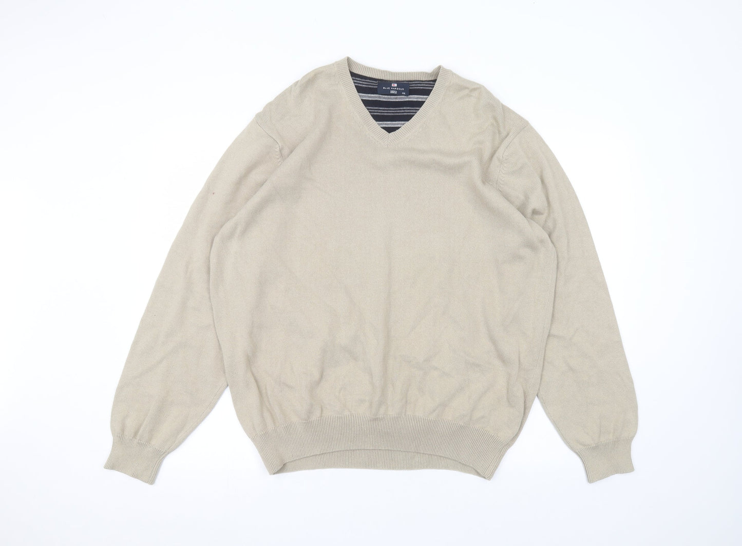 Marks and Spencer Womens Beige V-Neck  Cotton Pullover Jumper Size 2XL