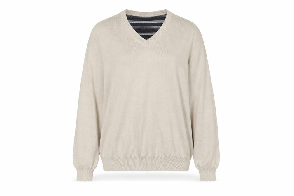 Marks & Spencer Womens Beige V-Neck  Cotton Pullover Jumper Size 2XL