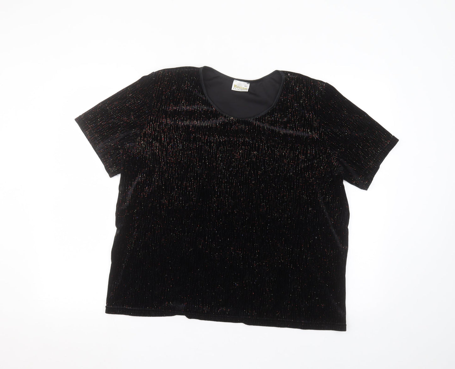 Roman Womens Black  Polyester Basic T-Shirt Size M Round Neck