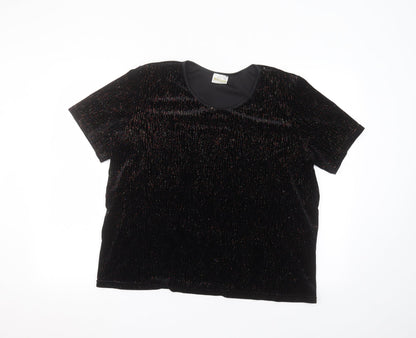 Roman Womens Black  Polyester Basic T-Shirt Size M Round Neck