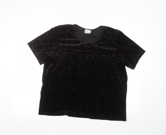 Roman Womens Black  Polyester Basic T-Shirt Size M Round Neck