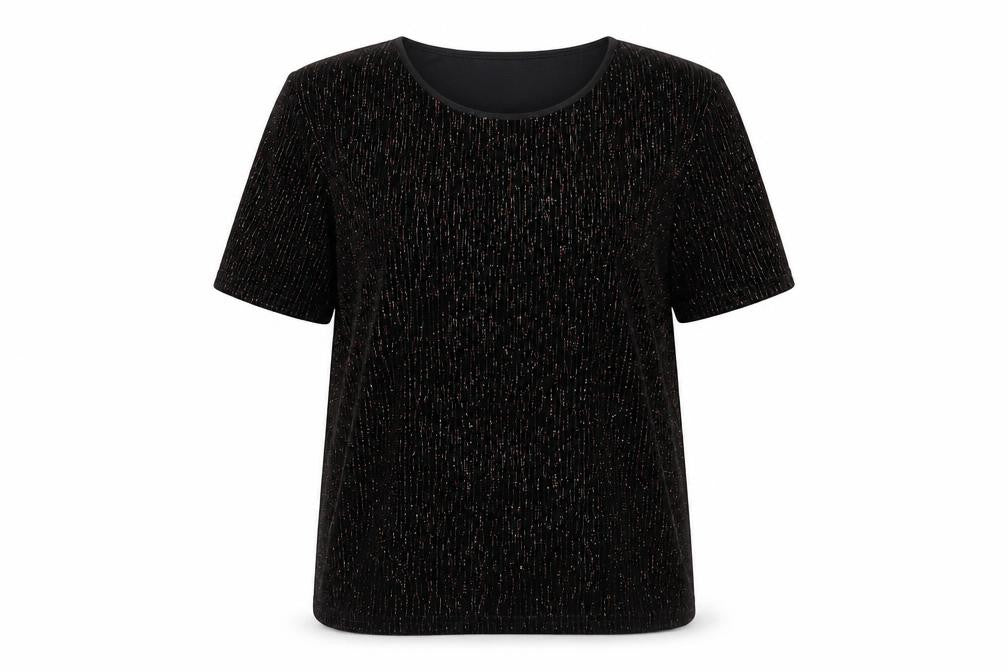 Roman Womens Black  Polyester Basic T-Shirt Size M Round Neck