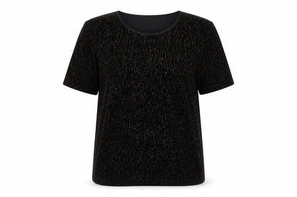 Roman Womens Black  Polyester Basic T-Shirt Size M Round Neck