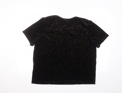 Roman Womens Black  Polyester Basic T-Shirt Size M Round Neck