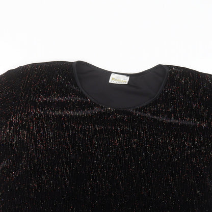 Roman Womens Black  Polyester Basic T-Shirt Size M Round Neck