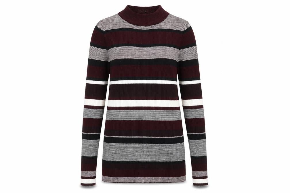 New Look Womens Red Striped Cotton Basic T-Shirt Size 10 Round Neck