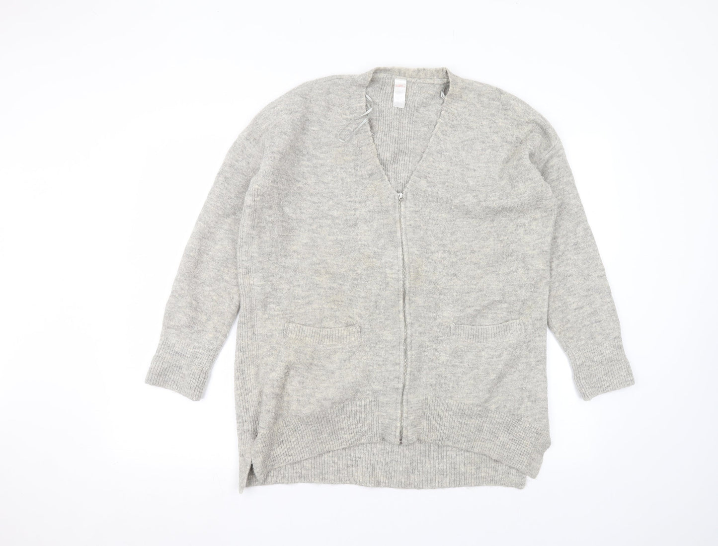 Preworn Womens Grey Round Neck  Acrylic Cardigan Jumper Size M