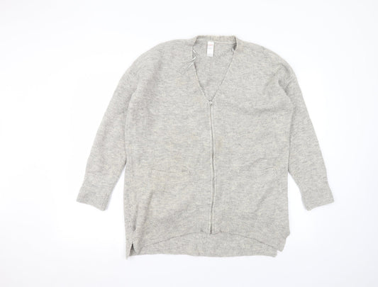 Preworn Womens Grey Round Neck  Acrylic Cardigan Jumper Size M