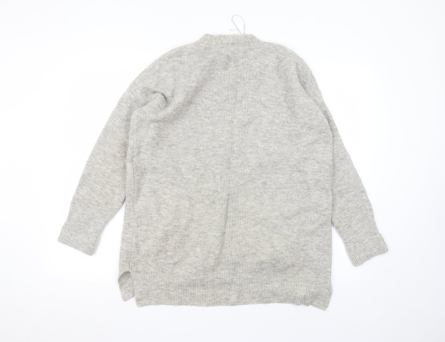 Preworn Womens Grey Round Neck  Acrylic Cardigan Jumper Size M