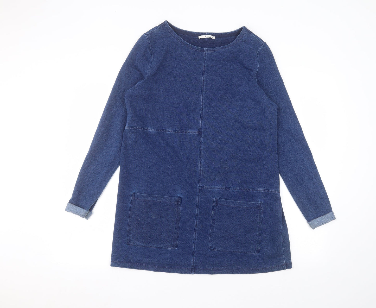 TU Womens Blue  Cotton Basic T-Shirt Size 10 Round Neck
