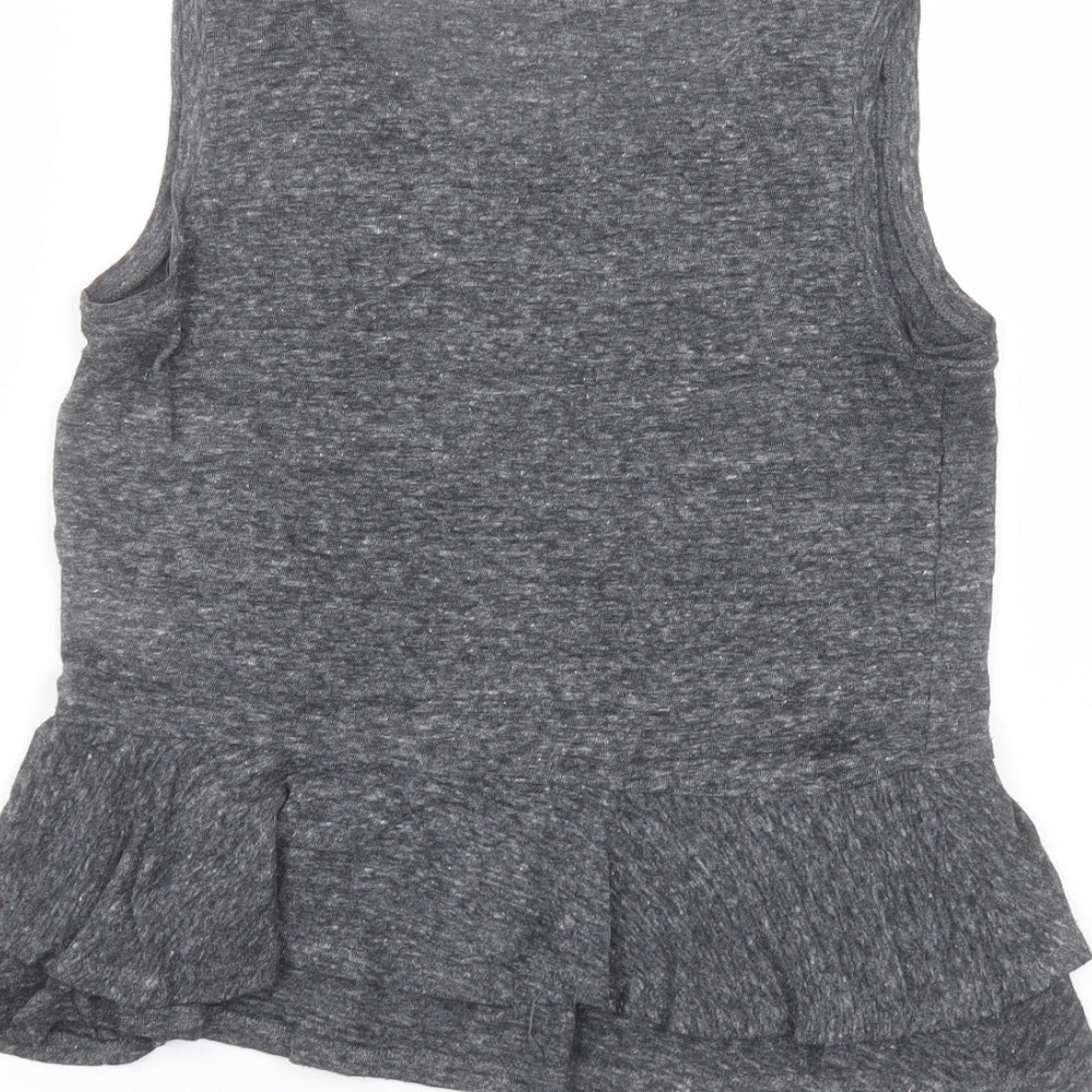 Gap Womens Black  Linen Basic T-Shirt Size XS Round Neck