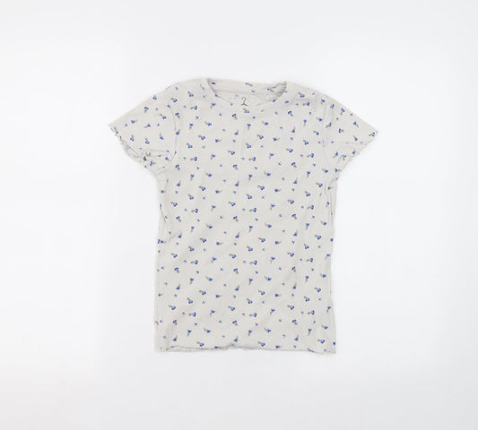 NEXT Girls White  Cotton Basic T-Shirt Size 9 Years Round Neck