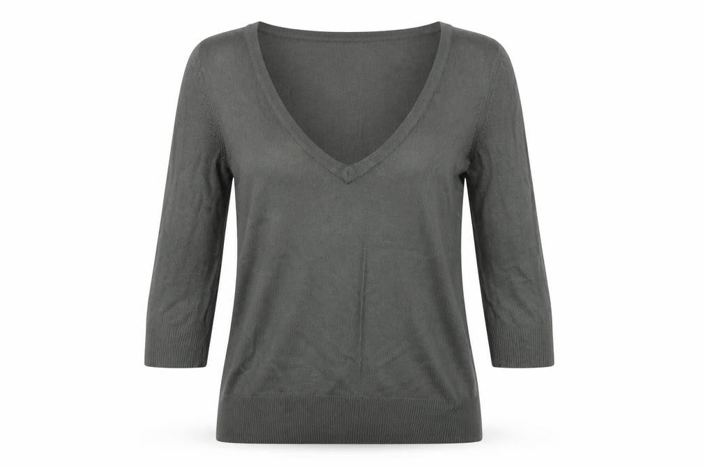Topshop Womens Grey V-Neck  Acrylic Pullover Jumper Size 8