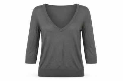 Topshop Womens Grey V-Neck  Acrylic Pullover Jumper Size 8