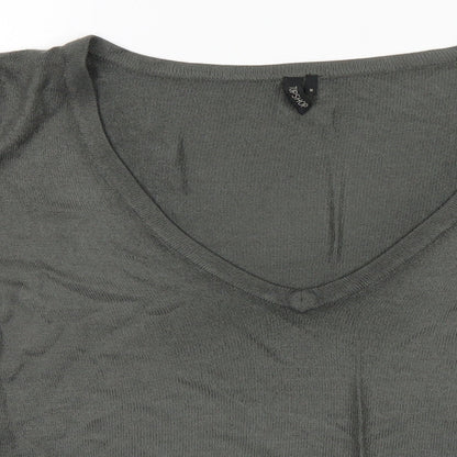 Topshop Womens Grey V-Neck  Acrylic Pullover Jumper Size 8
