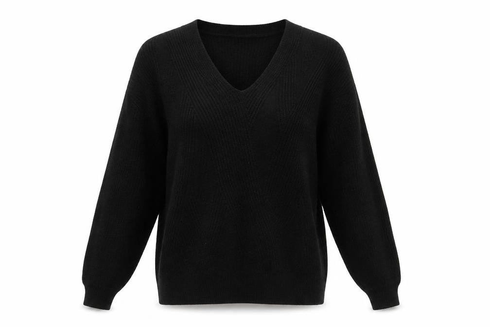 Topshop Womens Black V-Neck  Acrylic Pullover Jumper Size 6