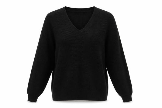 Topshop Womens Black V-Neck  Acrylic Pullover Jumper Size 6