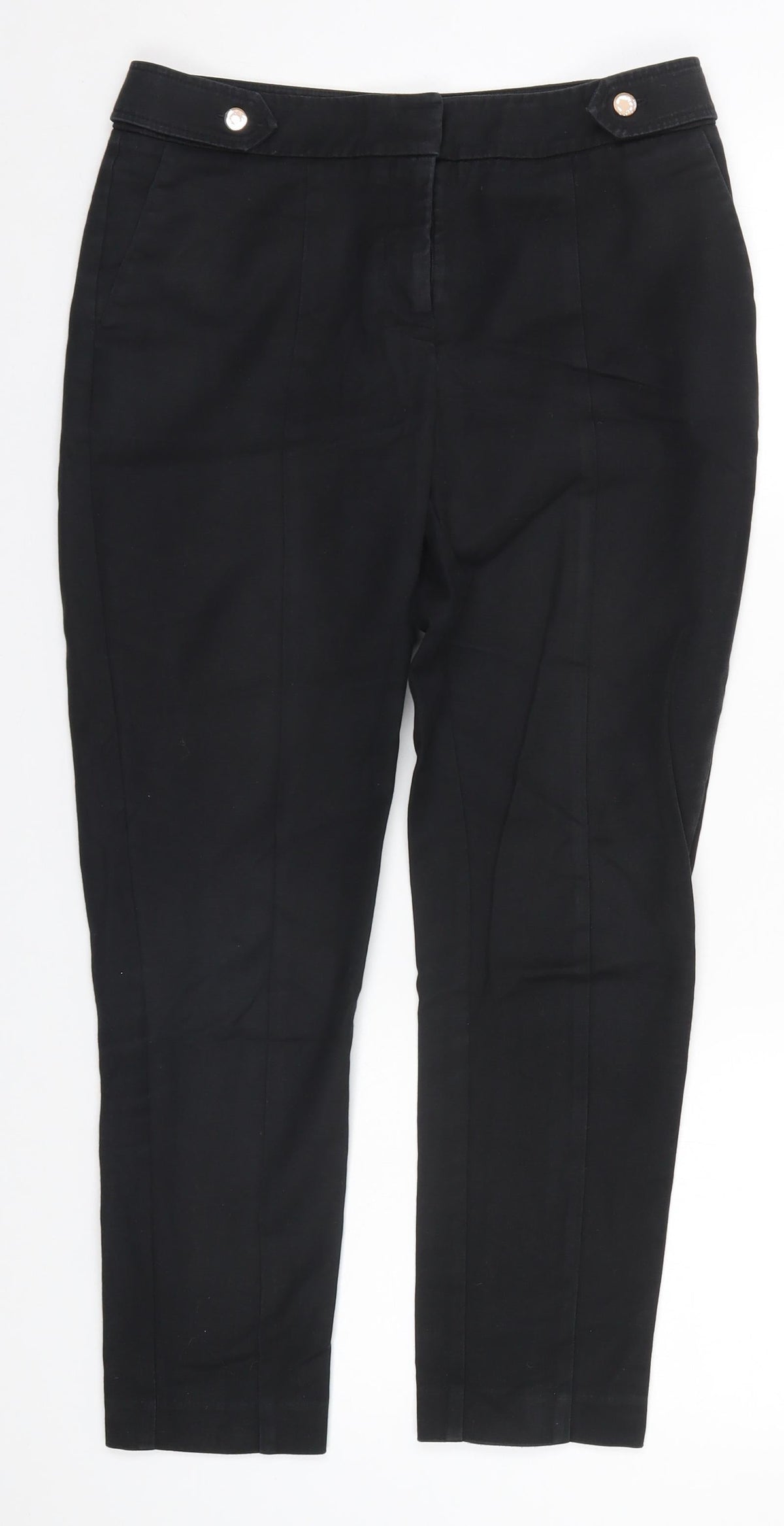 Oasis Womens Black  Cotton Trousers  Size 8 L25 in Regular