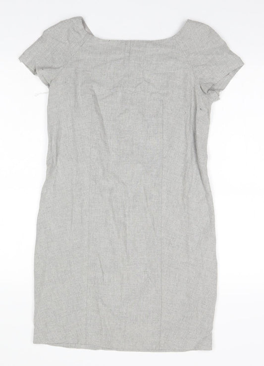 Zara Womens Grey  Viscose Pencil Dress  Size S Round Neck