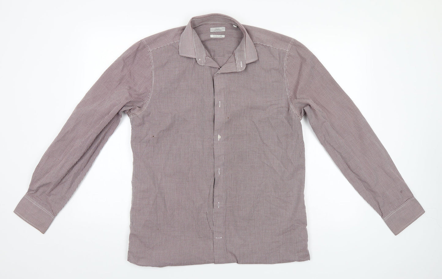 NEXT Mens Grey Check Polyester  Button-Up Size 15.5 Collared