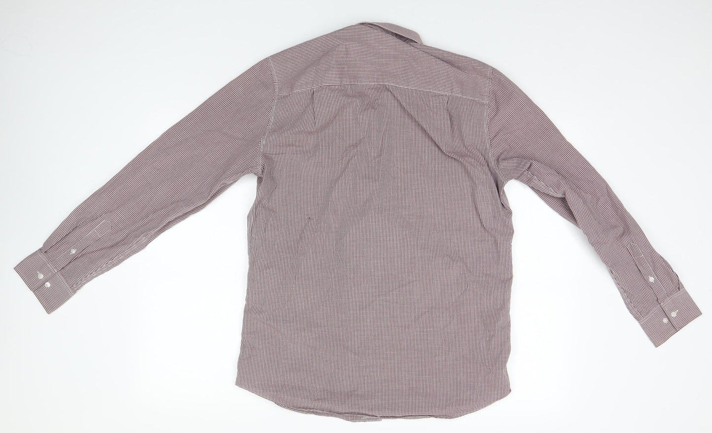 NEXT Mens Grey Check Polyester  Button-Up Size 15.5 Collared
