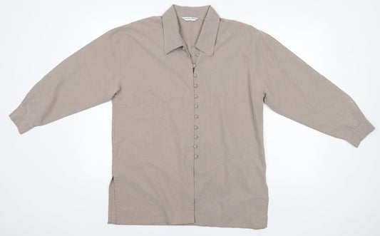 Lauren Duvar Womens Beige  Polyester Basic Button-Up Size 14 Collared
