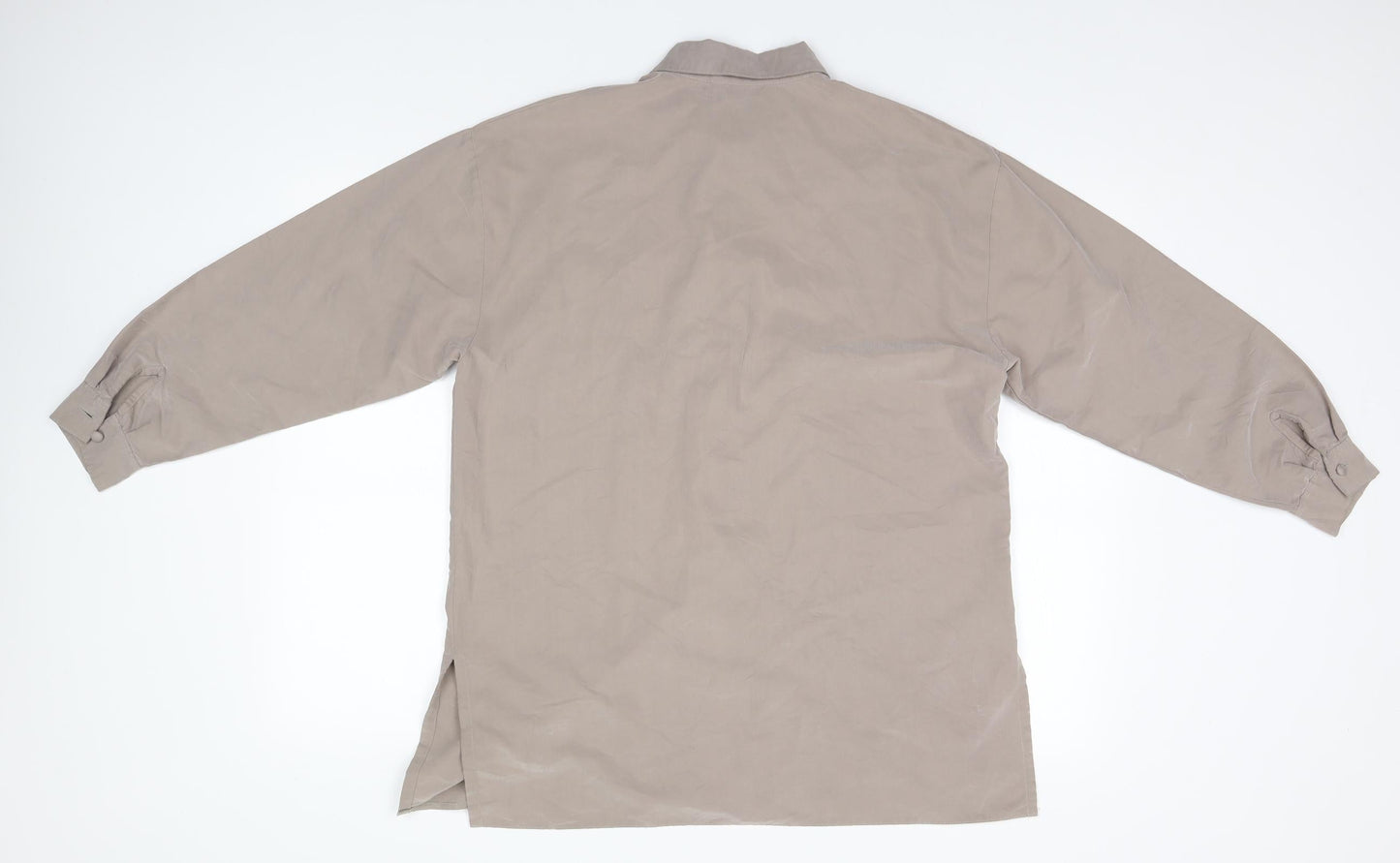 Lauren Duvar Womens Beige  Polyester Basic Button-Up Size 14 Collared
