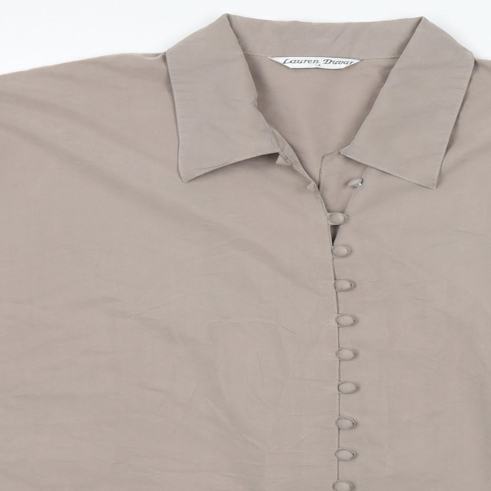 Lauren Duvar Womens Beige  Polyester Basic Button-Up Size 14 Collared