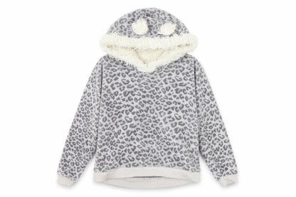 George Womens Grey Animal Print Polyester Pullover Hoodie Size 12