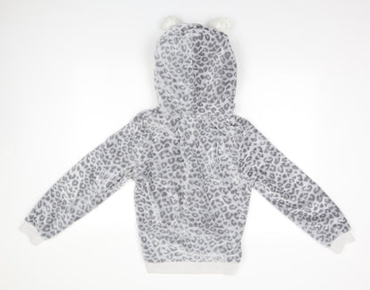 George Womens Grey Animal Print Polyester Pullover Hoodie Size 12