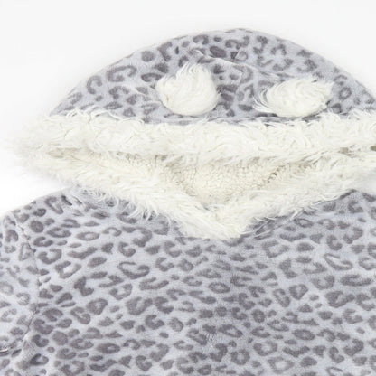 George Womens Grey Animal Print Polyester Pullover Hoodie Size 12