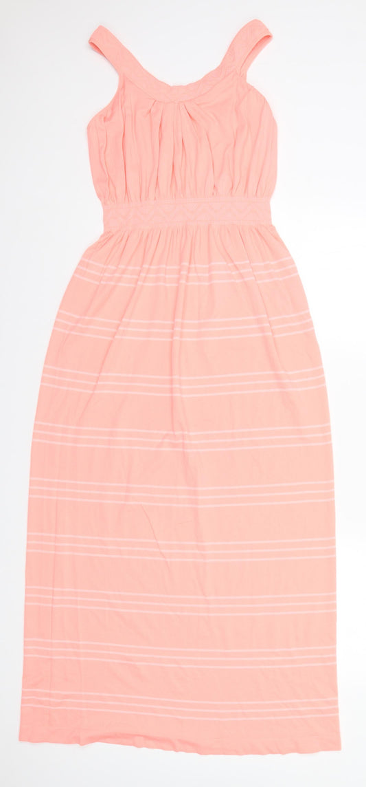 Preworn Womens Orange Striped  A-Line   Round Neck
