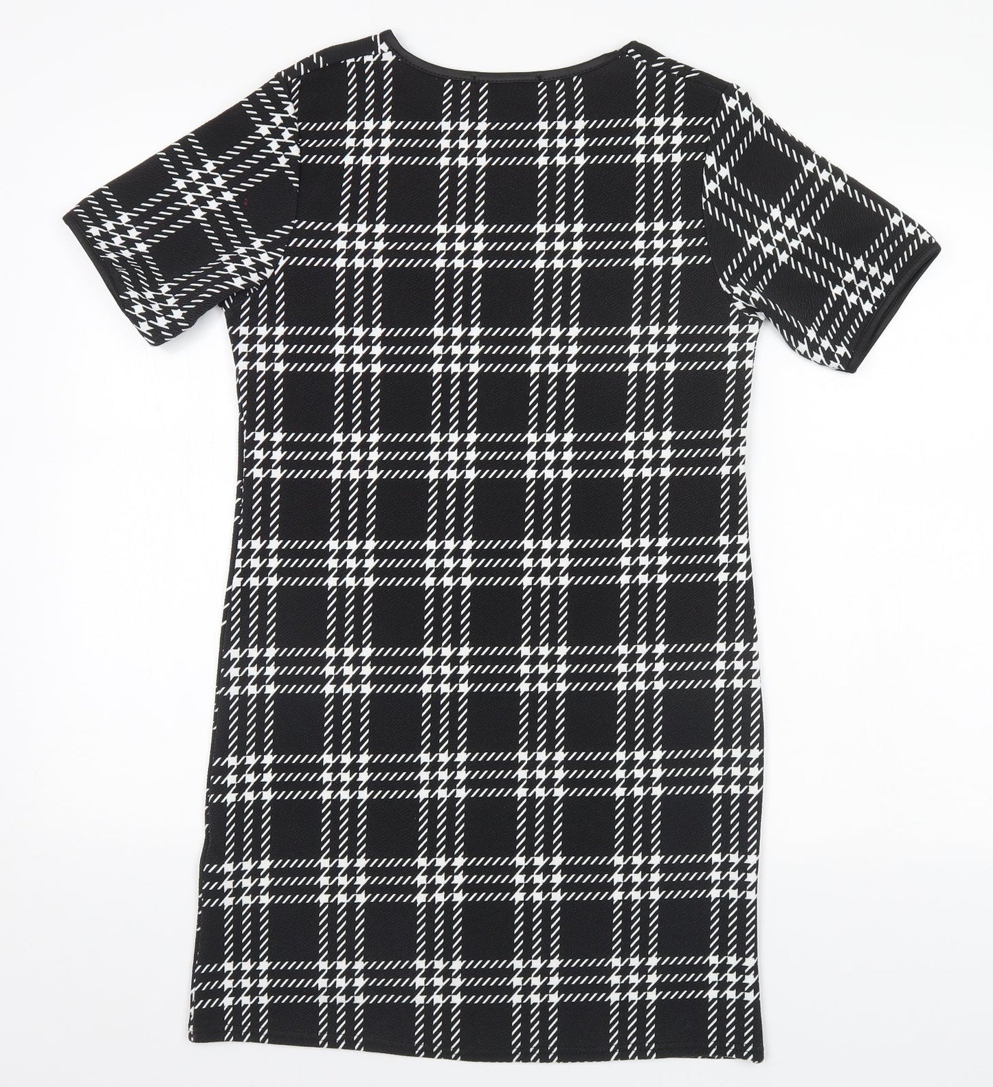 Cameo Rose Womens Black Plaid Polyester Basic T-Shirt Size 10 Round Neck