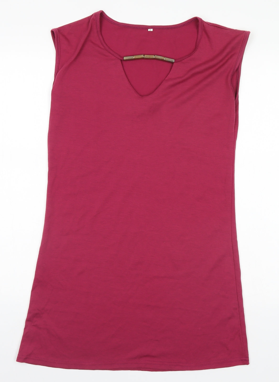 Preworn Womens Pink  Polyester Pencil Dress  Size S Round Neck