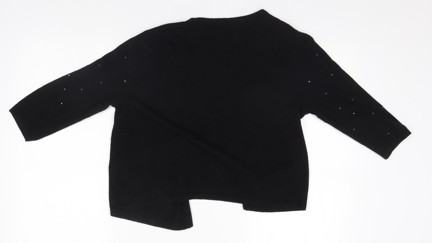 Debenhams Womens Black Round Neck  Viscose Cardigan Jumper Size 12