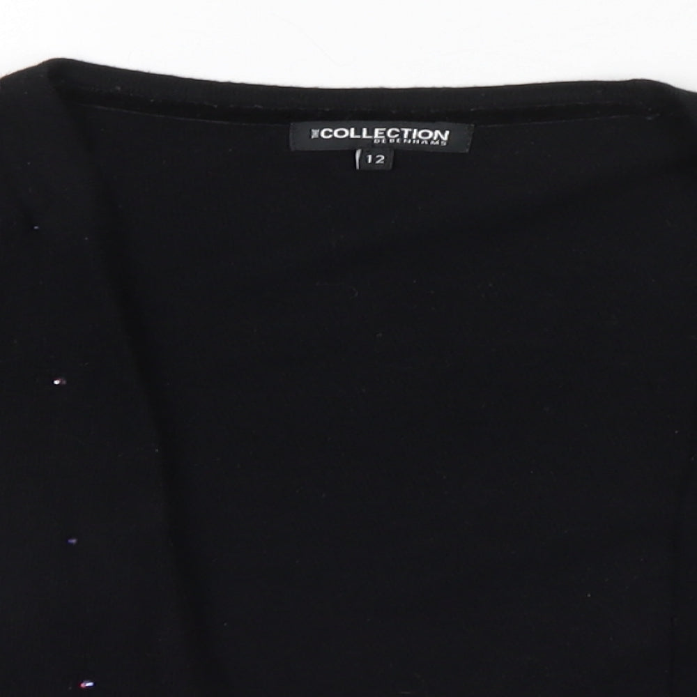 Debenhams Womens Black Round Neck  Viscose Cardigan Jumper Size 12