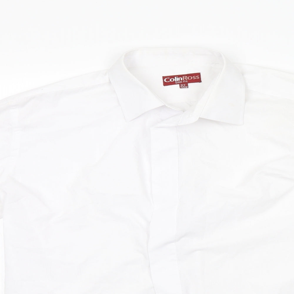 ColinRoss Mens White  Polyester  Button-Up Size 16.5 Collared