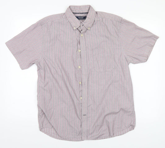 Maine Mens Blue Striped Cotton  Button-Up Size M Collared