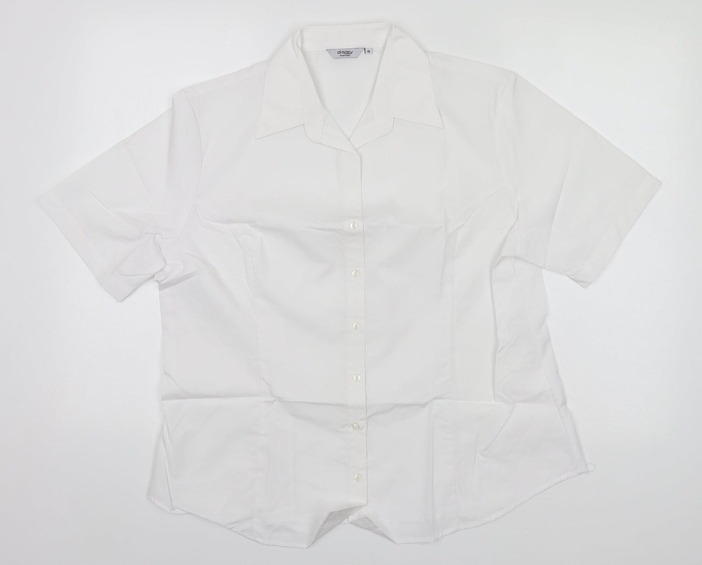 Disley Womens White  Polyester Basic Button-Up Size 18 Collared