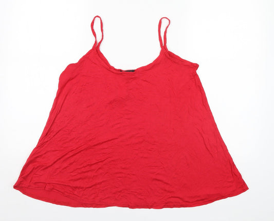 Signiture Womens Red  Viscose Basic Tank Size 16 Halter