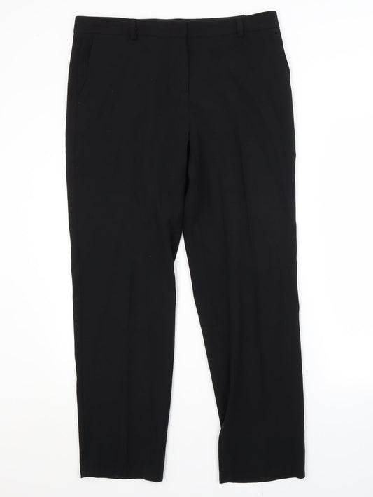 M&S Womens Black  Polyester Trousers  Size 14 L29 in Regular