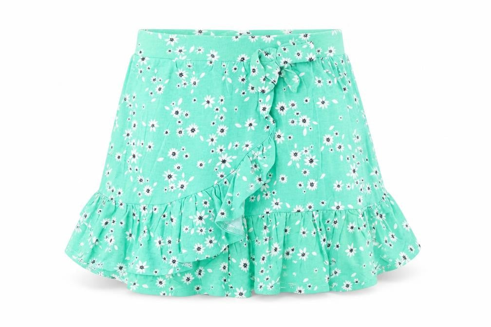 Preworn Girls Green Flecked Cotton A-Line Skirt Size 5 Years  Regular