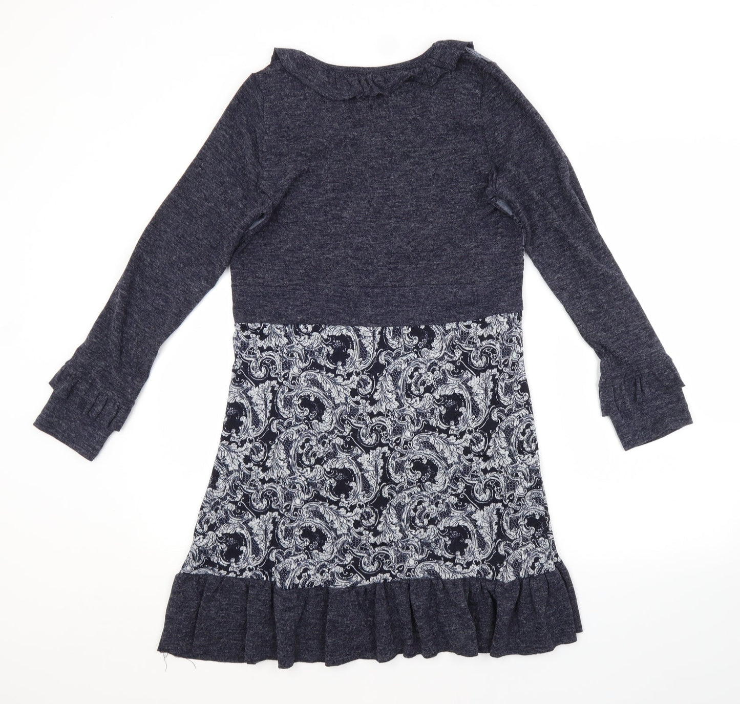 Sugar Crisp Womens Blue Paisley Acrylic Jumper Dress  Size S Scoop Neck